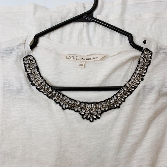 Rachel Roy Short Sleeve Dressy Top With Gemstones - Picture 2 of 5